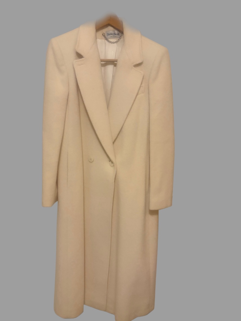 Cream Double-Breasted Long Trench Coat